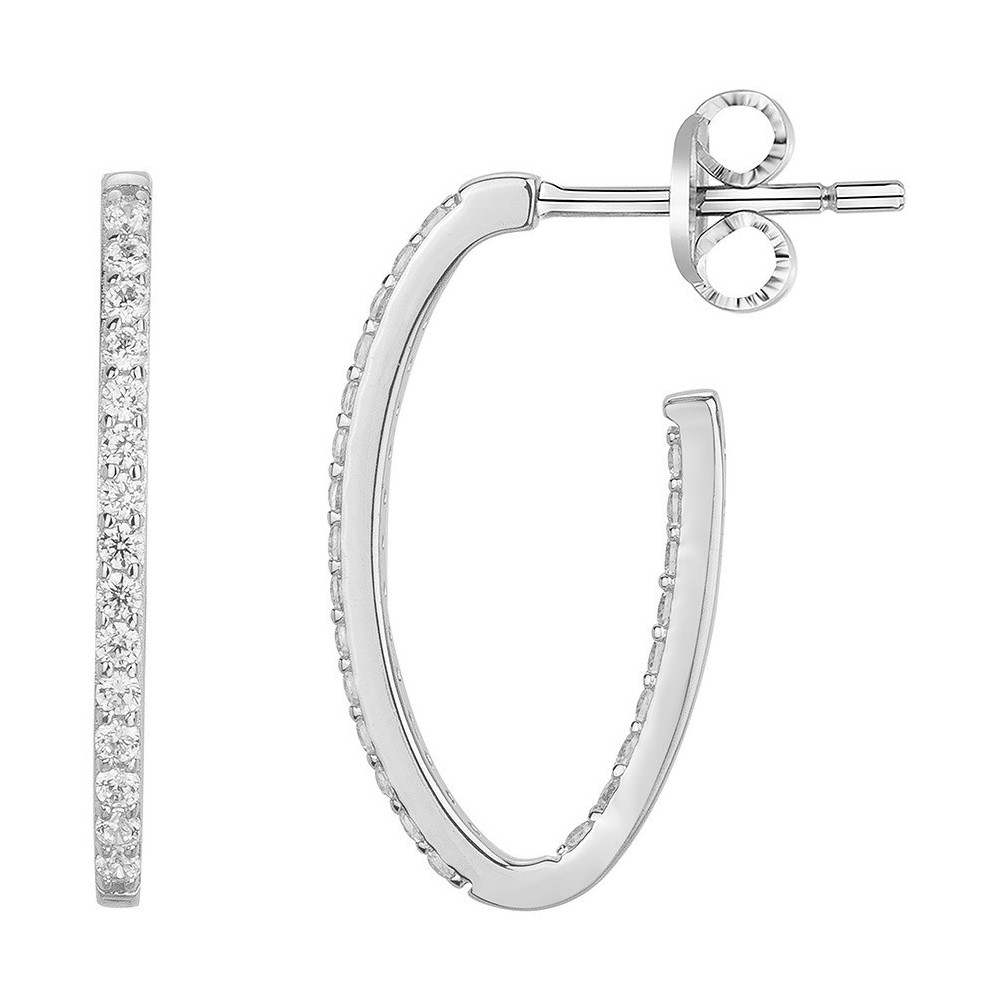 Boucles d'oreilles créoles Argent 925/1000, 48 oxydes de zirconium by Stauffer