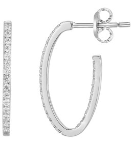 Boucles d'oreilles créoles Argent 925/1000, 48 oxydes de zirconium by Stauffer