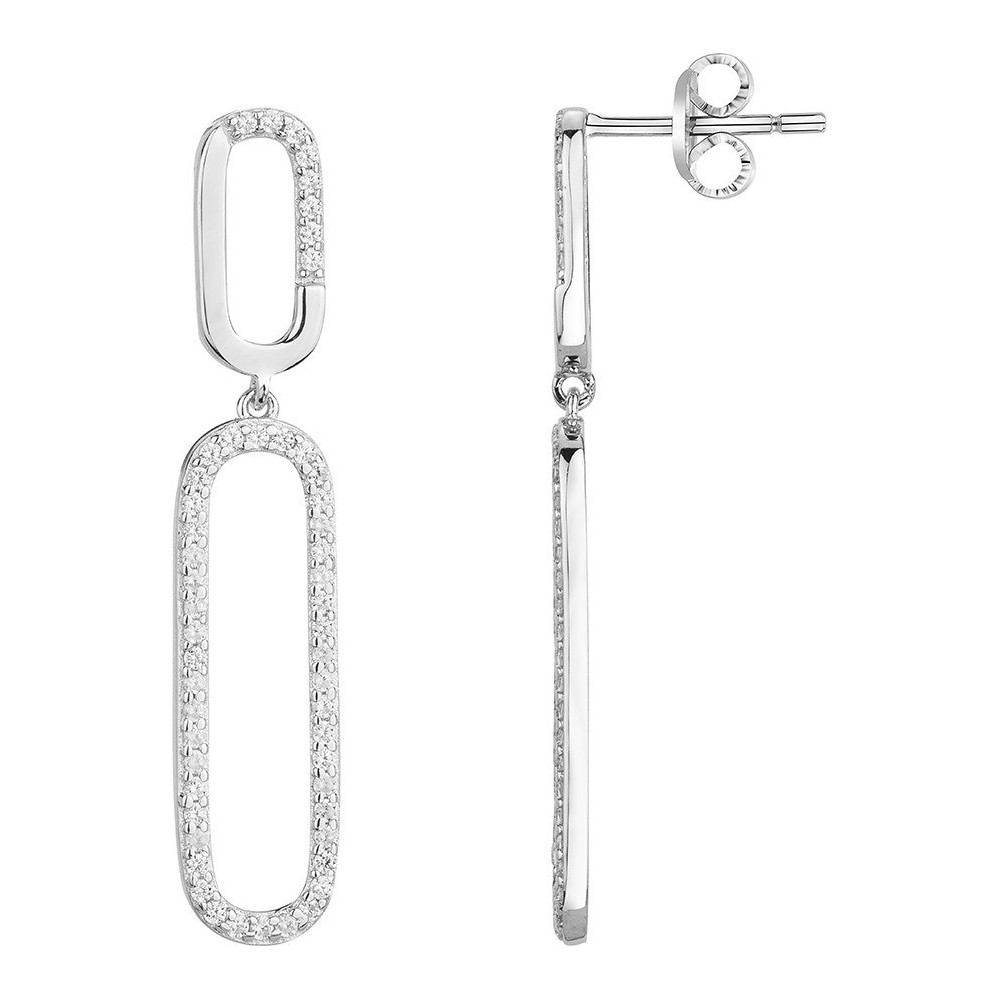 Boucles d'oreilles pendantes Argent 925/1000, 104 oxydes de zirconium by Stauffer