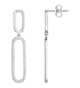 Boucles d'oreilles pendantes Argent 925/1000, 104 oxydes de zirconium by Stauffer