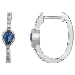 Boucles d'oreilles créoles Argent 925/1000, spinelles bleues et 14 oxydes de zirconium by Stauffer