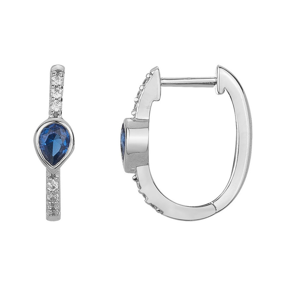 Boucles d'oreilles créoles Argent 925/1000, spinelles bleues et 14 oxydes de zirconium by Stauffer