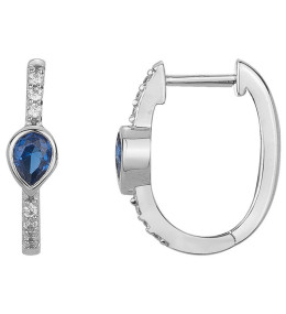 Boucles d'oreilles créoles Argent 925/1000, spinelles bleues et 14 oxydes de zirconium by Stauffer