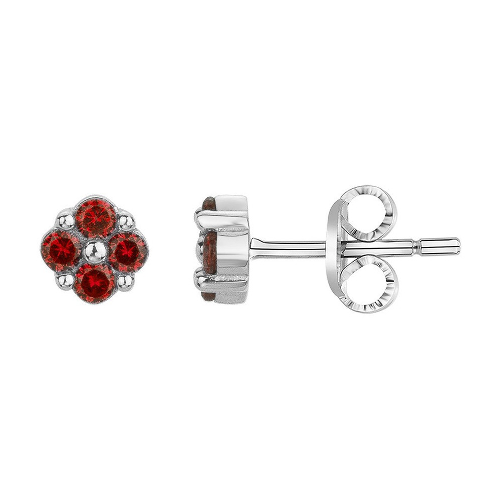 Boucles d'oreilles Argent 925/1000, 4 spinelles rouges by Stauffer