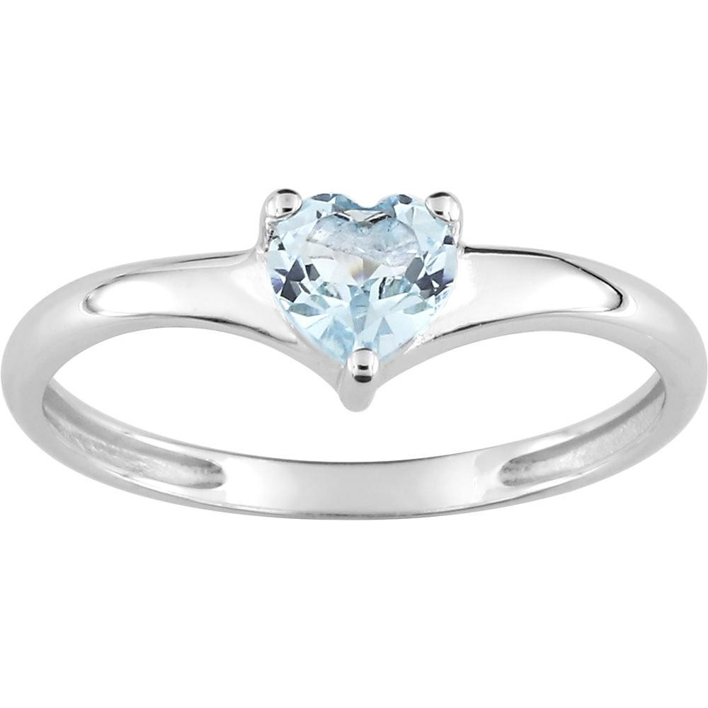 Bague or gris 375/1000, Topaze bleue traitée, taille coeur by Stauffer