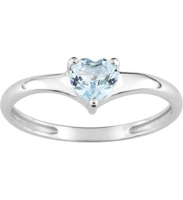 Bague or gris 375/1000, Topaze bleue traitée, taille coeur by Stauffer
