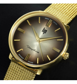 Montre Femme Lip Dauphine, acier PVD jaune, 29 mm, quartz, Ref 671953