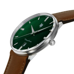 Montre Homme Lip Dauphine, acier et cuir, 38 mm, quartz, Ref 671955