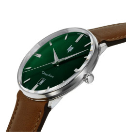 Montre Homme Lip Dauphine, acier et cuir, 38 mm, quartz, Ref 671955