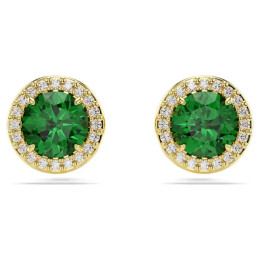 Boucles d'oreilles Swarovski Una Angelic, Taille ronde, Vertes, Placage de ton or, 5680562