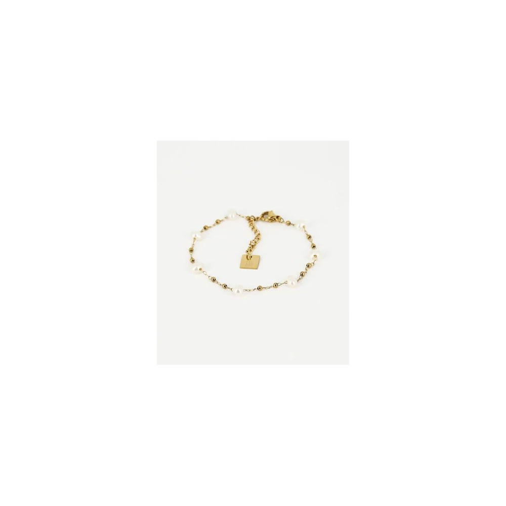 Bracelet Zoé en acier PVD jaune et nacre, ZAG bijoux, SBS10579-01SEL