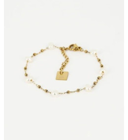 Bracelet Zoé en acier PVD jaune et nacre, ZAG bijoux, SBS10579-01SEL