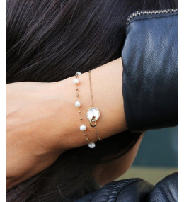 Le Bracelet Zoé en acier PVD jaune et nacre, ZAG bijoux, SBS10579-01SEL