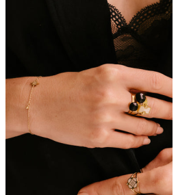 Le Bracelet Newton en acier PVD jaune et oxydes de zirconium, ZAG bijoux, SBS18297-01WHT