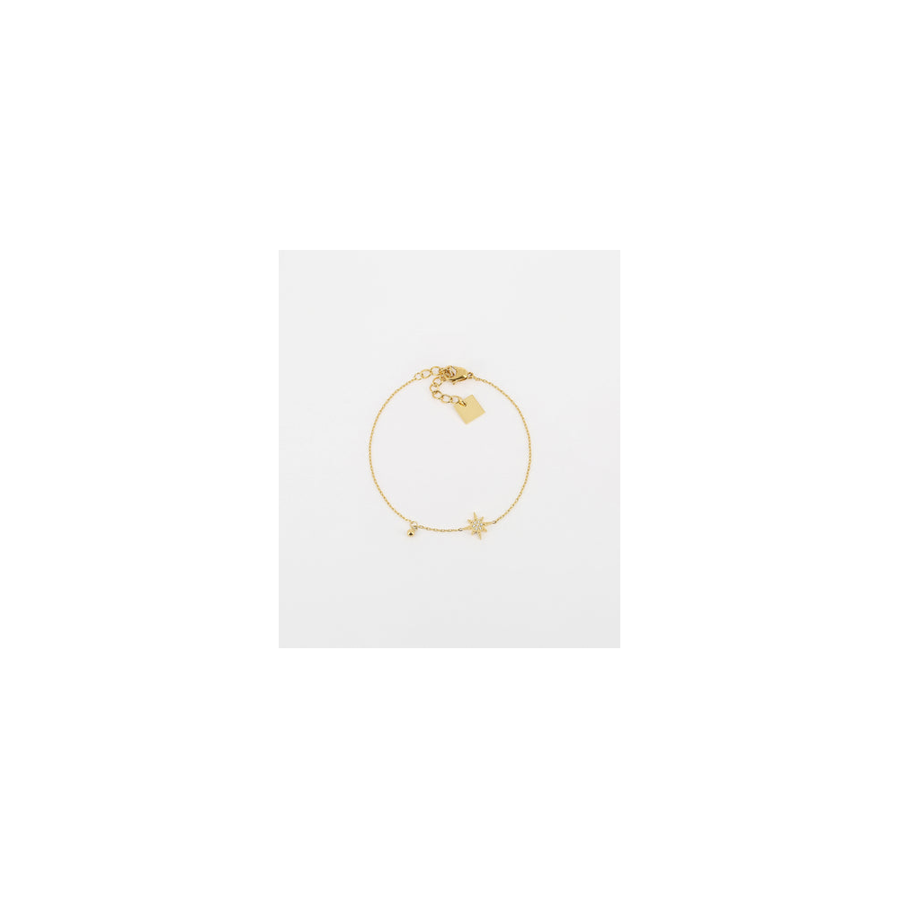 Bracelet Newton en acier PVD jaune et oxydes de zirconium, ZAG bijoux, SBS18297-01WHT
