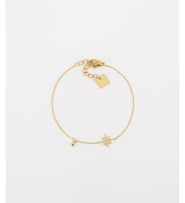 Bracelet Newton en acier PVD jaune et oxydes de zirconium, ZAG bijoux, SBS18297-01WHT