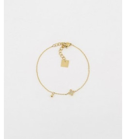 Bracelet Trèfle en acier PVD jaune et oxydes de zirconium, ZAG bijoux, SBS18300-01WHT