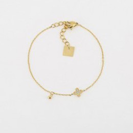 Le Bracelet Trèfle en acier PVD jaune et oxydes de zirconium, ZAG bijoux, SBS18300-01WHT