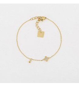 Le Bracelet Trèfle en acier PVD jaune et oxydes de zirconium, ZAG bijoux, SBS18300-01WHT