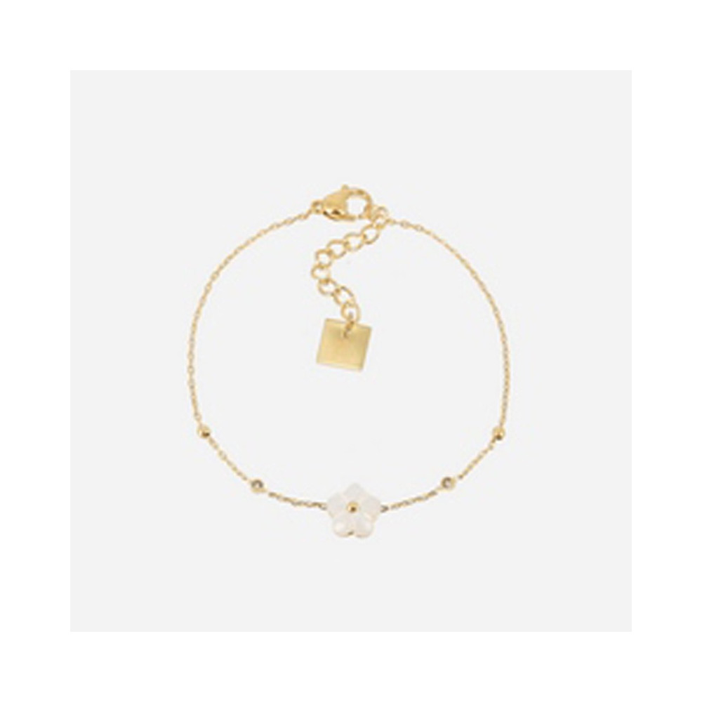 Le Bracelet Vahine en acier PVD jaune et nacre, ZAG bijoux, SBS19869-01SEL