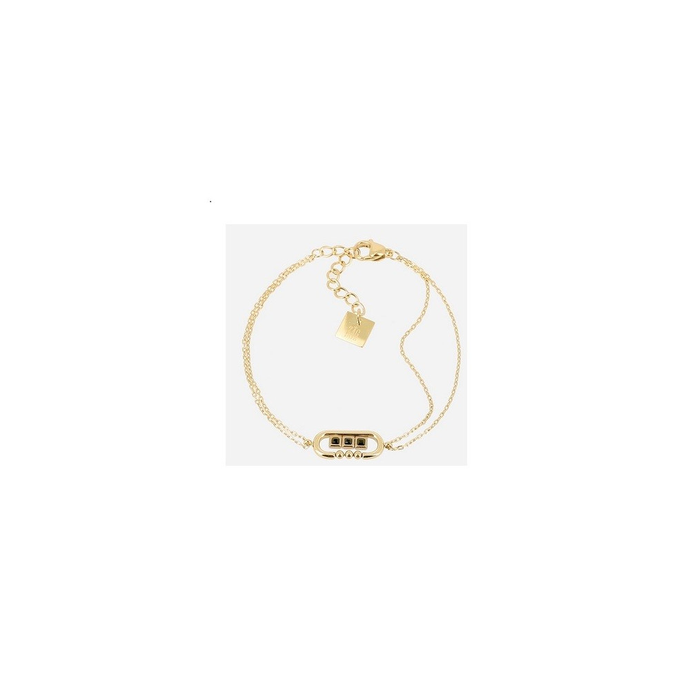 Bracelet ovale en acier PVD jaune et oxydes de zirconium, ZAG bijoux, SBS20212-01BLK