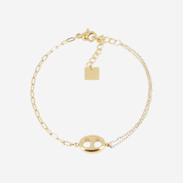 Le Bracelet Kahvi en acier PVD jaune, mailles grain de café, ZAG bijoux, SBS23291-01UNI