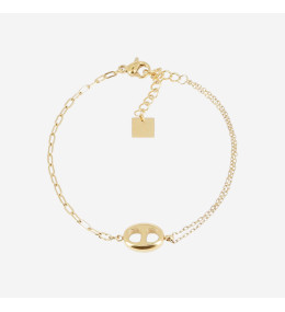Le Bracelet Kahvi en acier PVD jaune, mailles grain de café, ZAG bijoux, SBS23291-01UNI