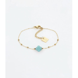 Bracelet Velasquez en acier PVD jaune et amazonite, ZAG bijoux, SBS7970-01AQU