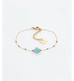 Bracelet Velasquez en acier PVD jaune et amazonite, ZAG bijoux, SBS7970-01AQU