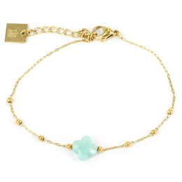 Le Bracelet Velasquez en acier PVD jaune et amazonite, ZAG bijoux, SBS7970-01AQU