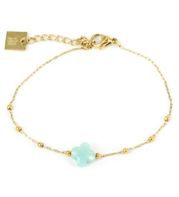 Le Bracelet Velasquez en acier PVD jaune et amazonite, ZAG bijoux, SBS7970-01AQU