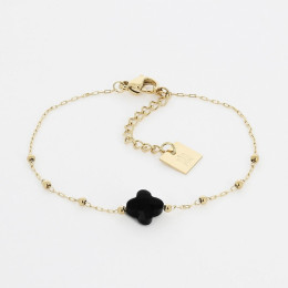 Le Bracelet Velasquez en acier PVD jaune et onyx noir, ZAG bijoux, SBS7970-01BLK