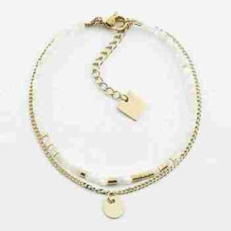 Le Bracelet Apache en acier PVD jaune et nacre, ZAG bijoux, SBS8439-01SEL