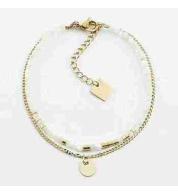 Le Bracelet Apache en acier PVD jaune et nacre, ZAG bijoux, SBS8439-01SEL