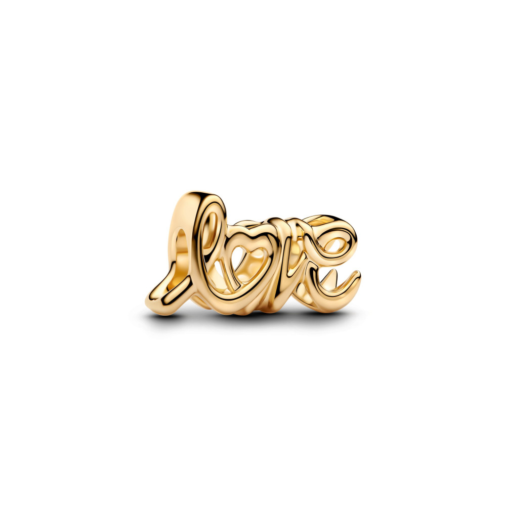 Charm Pandora Moments, Love, en métal doré or jaune 585/1000, 763055C00