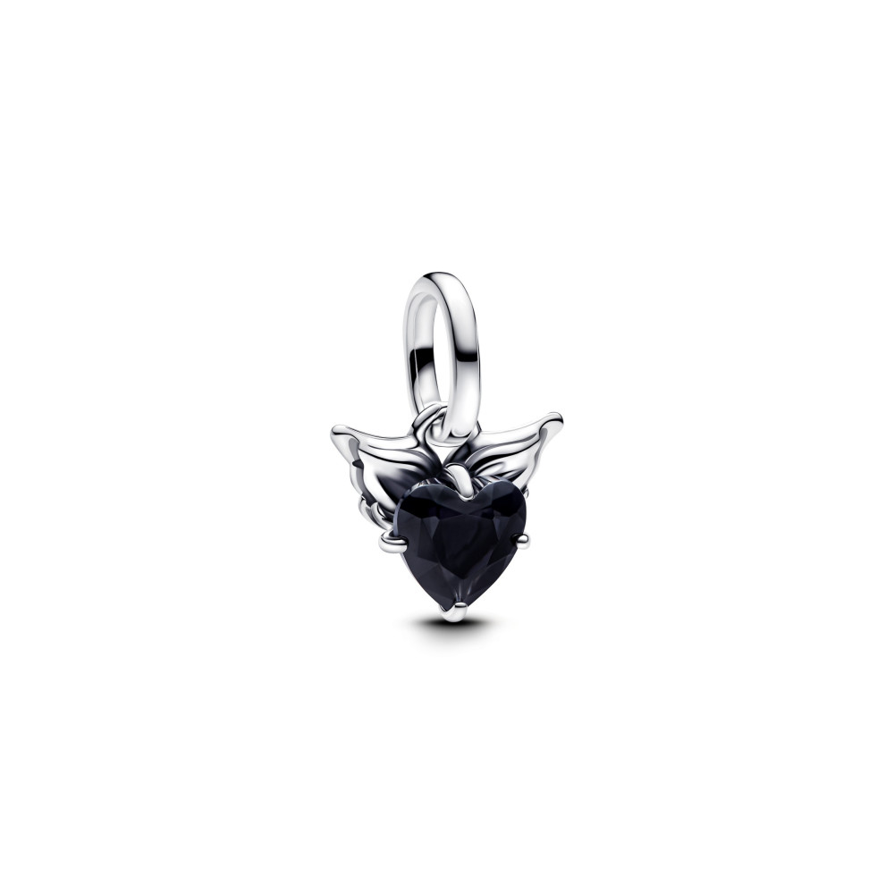 Charm Pandora Moments, Coeur noir ailé, en argent 925/1000 793626C01