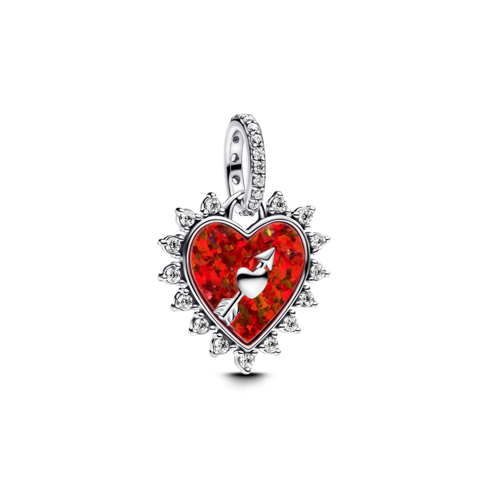 Charm Pandora Moments, coeur scintillant avec coeur et flêche, en argent 925/1000 793667C01