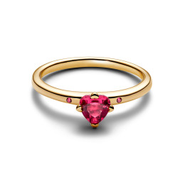La Bague Pandora Moments, Coeur rouge en métal doré or jaune 585/1000, 166574C01