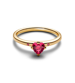La Bague Pandora Moments, Coeur rouge en métal doré or jaune 585/1000, 166574C01