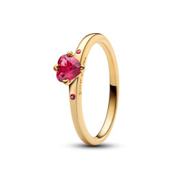 Bague Pandora Moments, Coeur rouge en métal doré or jaune 585/1000, 166574C01