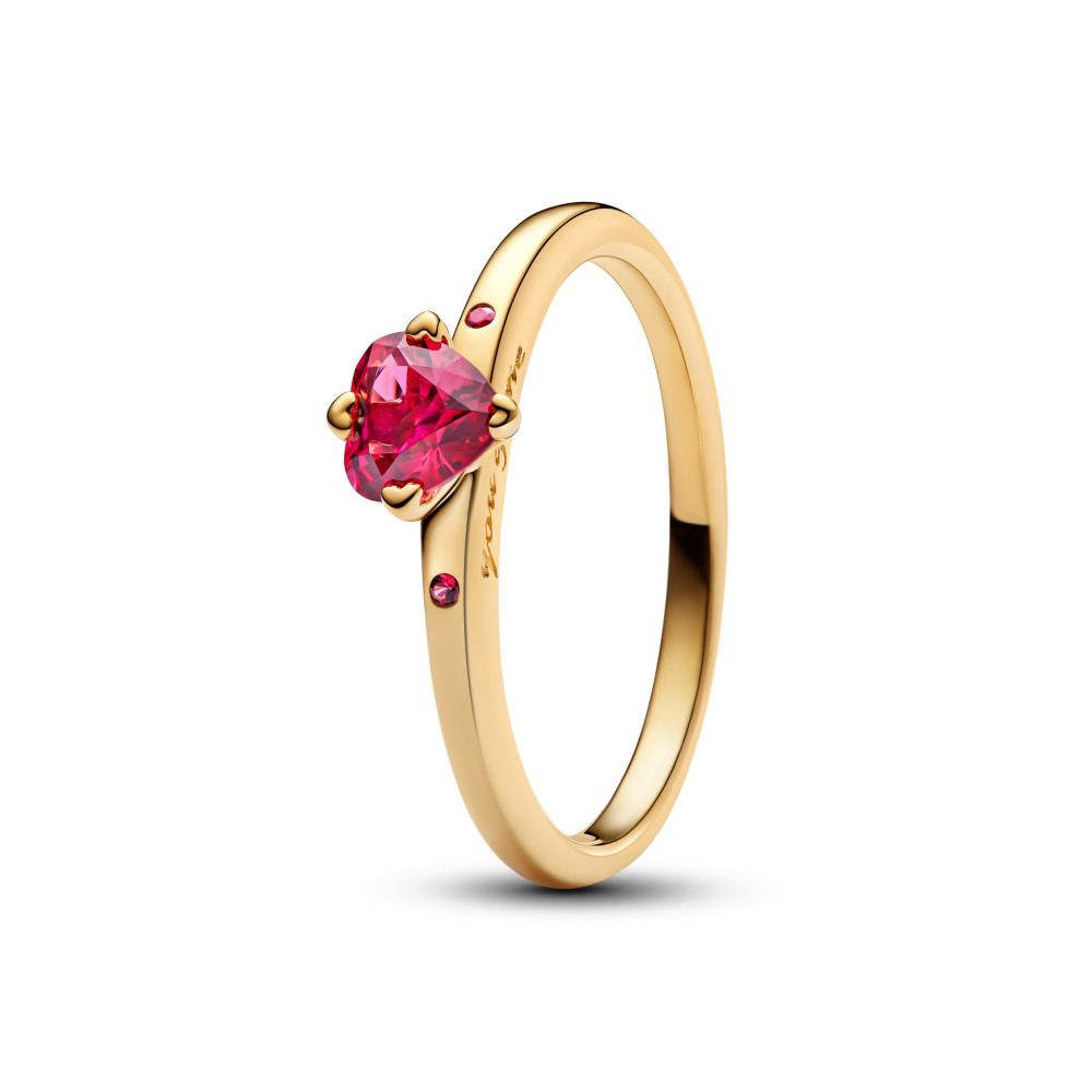 Bague Pandora Moments, Coeur rouge en métal doré or jaune 585/1000, 166574C01