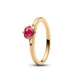Bague Pandora Moments, Coeur rouge en métal doré or jaune 585/1000, 166574C01