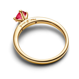 La Bague Pandora Moments, Coeur rouge en métal doré or jaune 585/1000, 166574C01