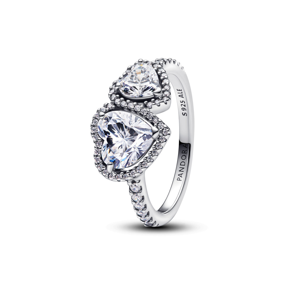 Bague Pandora Timeless, Double coeurs scintillants en argent 925/1000, 193659C01