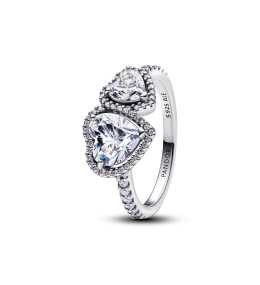 Bague Pandora Timeless, Double coeurs scintillants en argent 925/1000, 193659C01