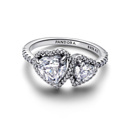 La Bague Pandora Timeless, Double coeurs scintillants en argent 925/1000, 193659C01