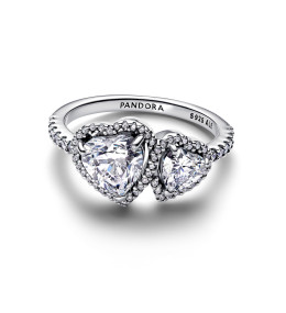 La Bague Pandora Timeless, Double coeurs scintillants en argent 925/1000, 193659C01