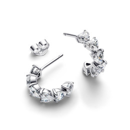 Les Boucles d'oreilles Pandora, Coeurs scintillants en argent 925/1000, 293657C01