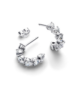 Les Boucles d'oreilles Pandora, Coeurs scintillants en argent 925/1000, 293657C01