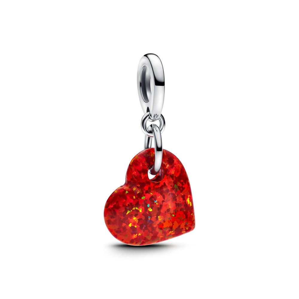 Charm pendentif Pandora moments, coeur rouge opalescent en argent 925/1000, 793348C01